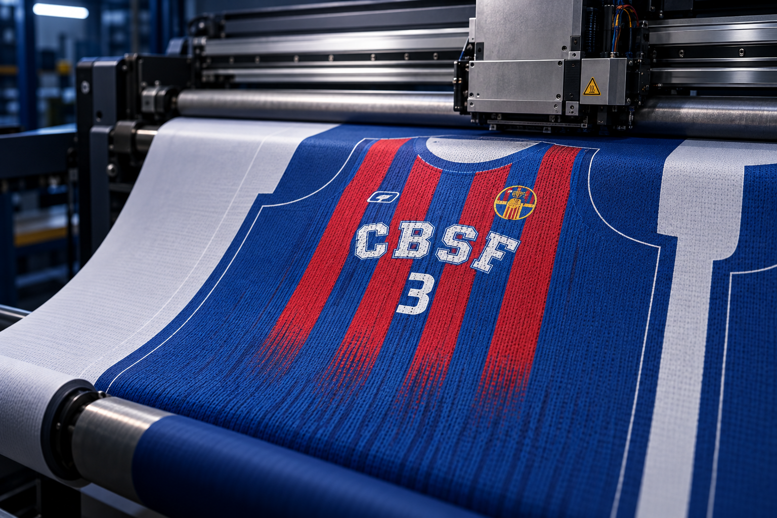 Simulació de la impressió del teixit blaugrana de la samarreta del CB Sant Feliu