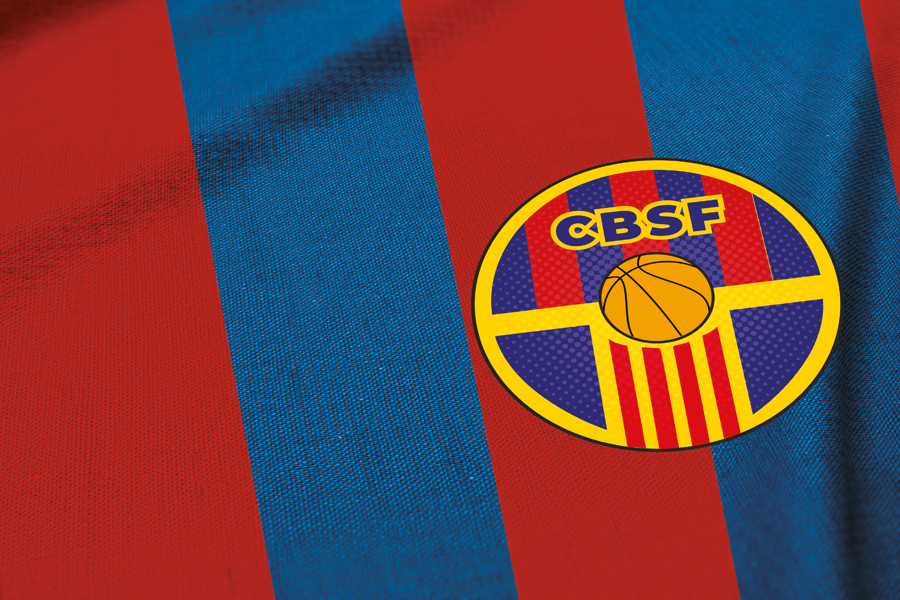Escut del CB Sant Feliu sobre el teixit blaugrana